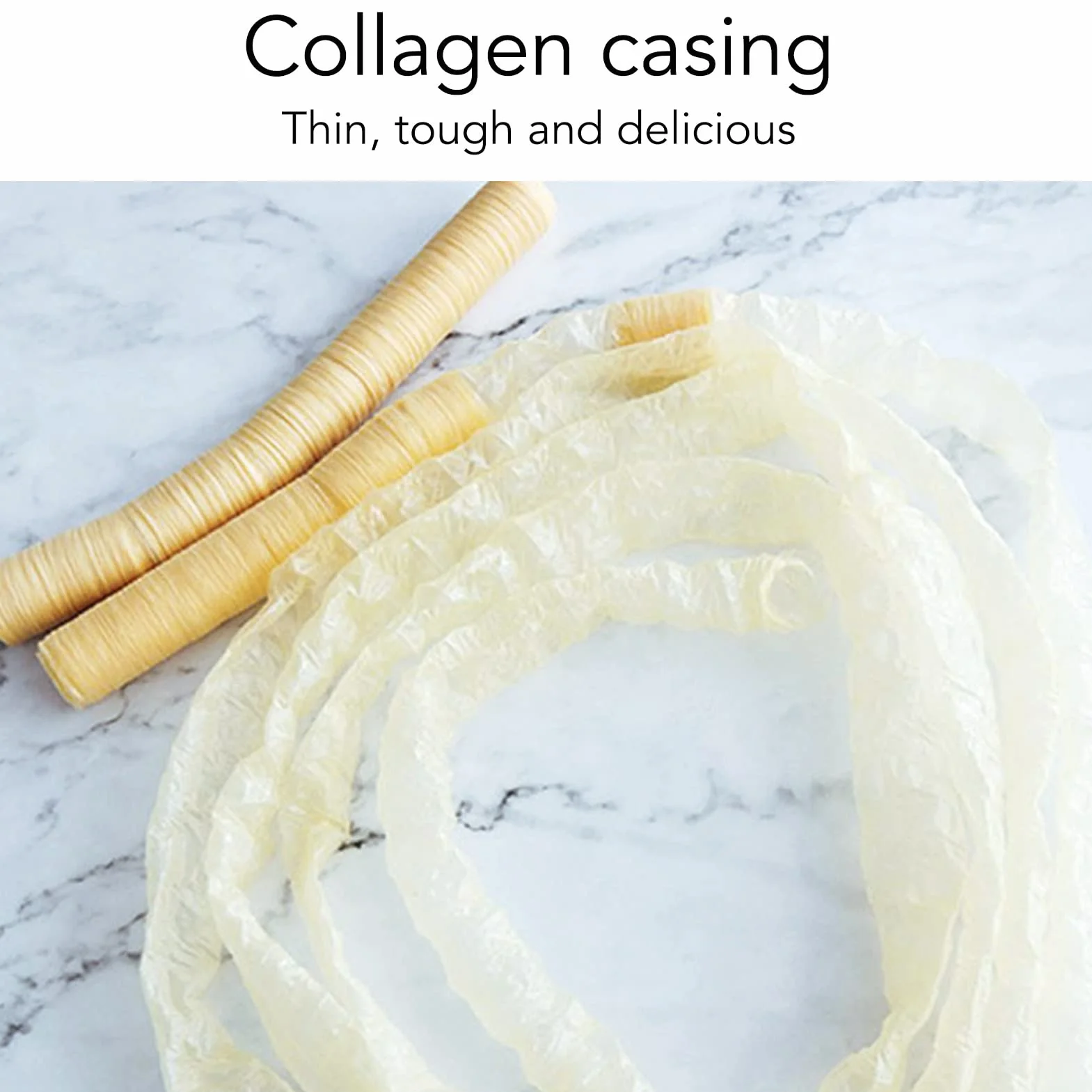 Tripa De Colágeno Comestible Para Salchicha Ahumada Tubo De Tripa De Salchicha De Cerdo Seco