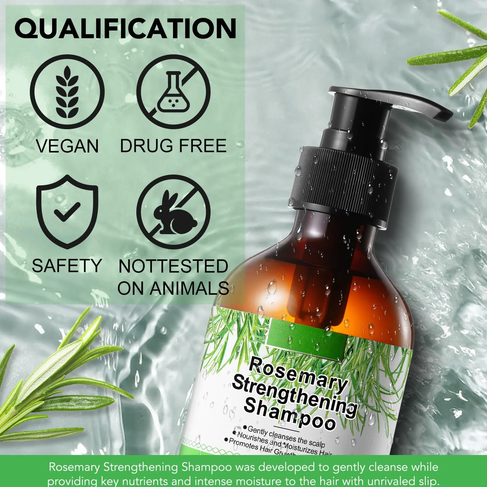 Champú de romero y menta para pérdida de cabello con biotina