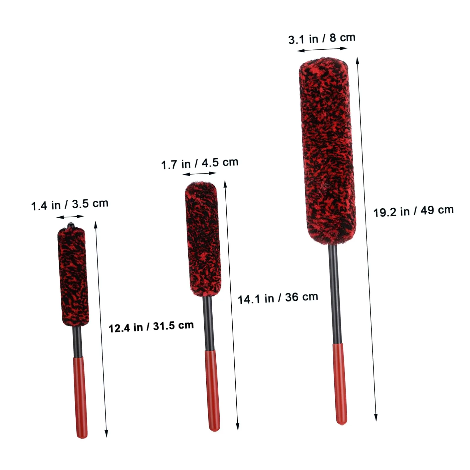 MAGICLULU 3 Series Cepillo De Limpieza De Neumáticos Automóvil Largo Lavar Cepillo para Neumáticos Cepillo De Lavado De Coche Cepillo De Rueda para Detallar Autos Lana Rojo 3 Piezas*3