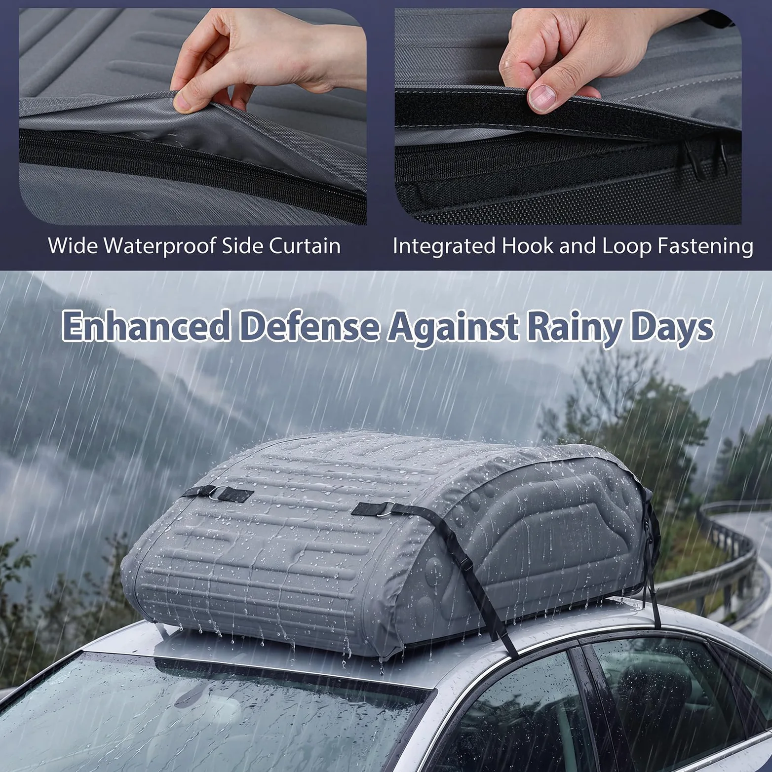 GIANTEX Cofre de techo para coche de 400 litros, impermeable, 4 correas de fijación, base antideslizante y bolsa de transporte, caja de equipaje aerodinámica, portaequipajes para SUV, sedán, furgoneta