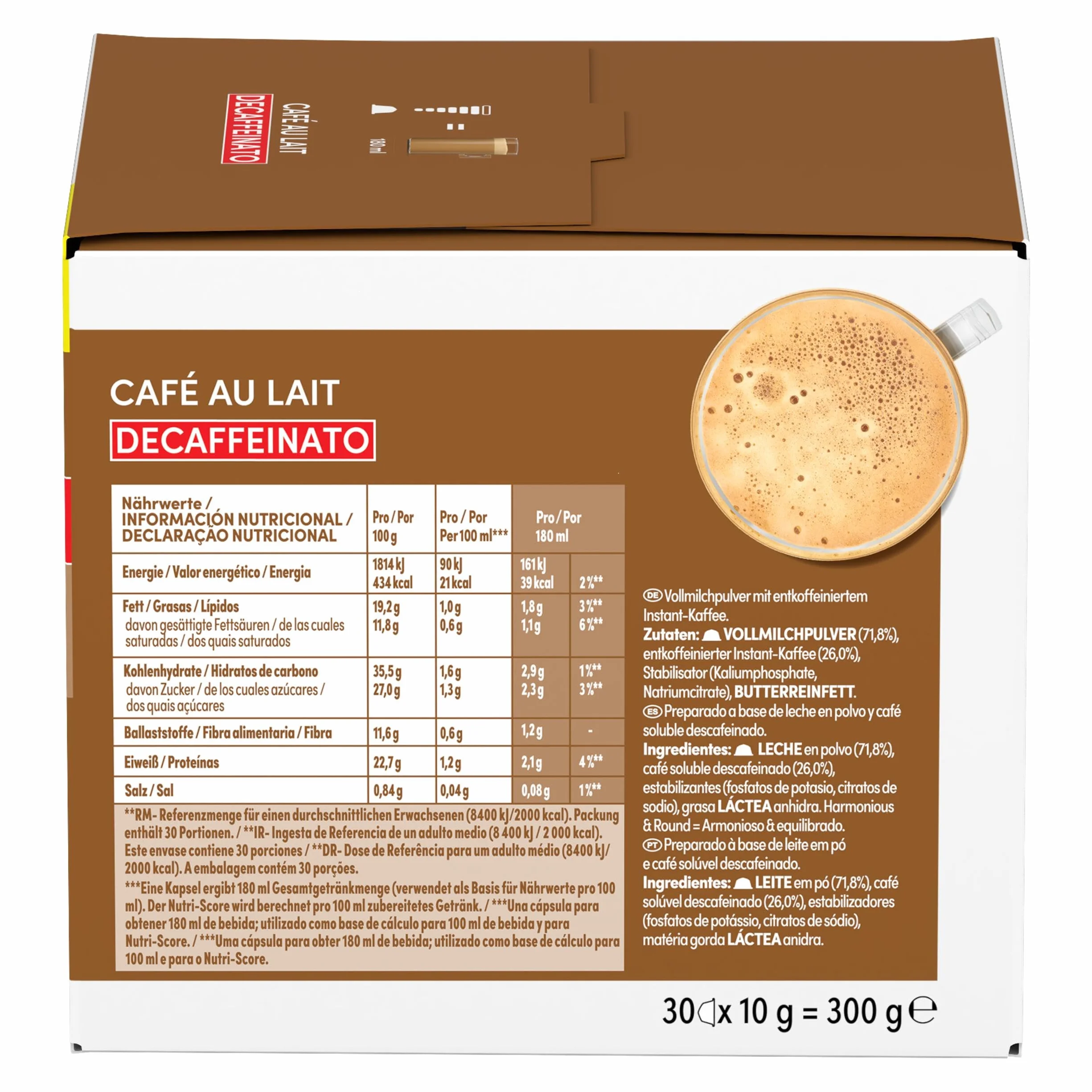 NESCAFÉ Dolce Gusto Café con Leche descafeinado - Cápsulas de Café, 90 Cápsulas (3 x 30)