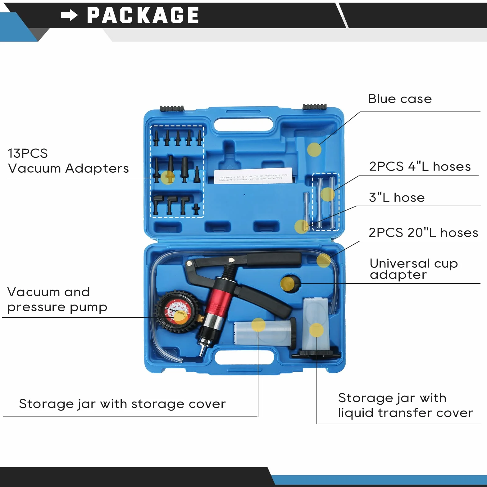 ATPEAM Purgador de Frenos y Bomba de Vacío Multifuncional con Vacuómetro, Kit Completo para Sangrado de Frenos, Diagnóstico de Vehículos y Mantenimiento Automotriz
