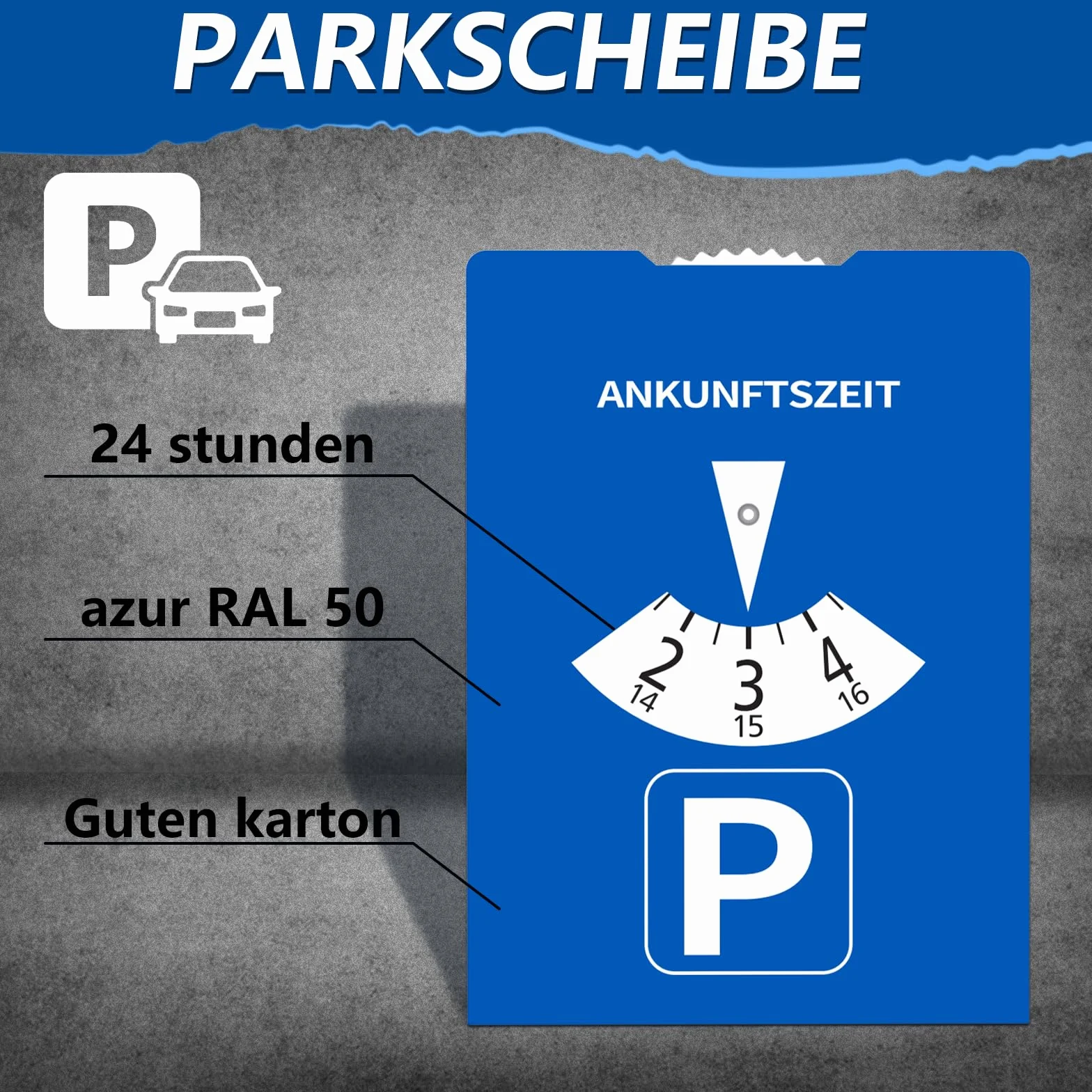 kinoco Parkscheibe aus Pappe, StVO-konform, 11x15 cm - Umweltfreundlich & strapazierfähig für Auto, LKW, Wohnmobile