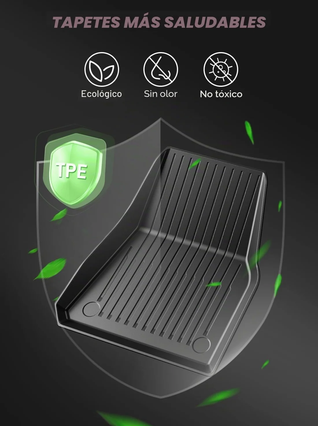 Alfombrillas de Coche TPE para Tesla Model Y 5 Plazas 2021 2024 Antideslizante Impermeable Negra