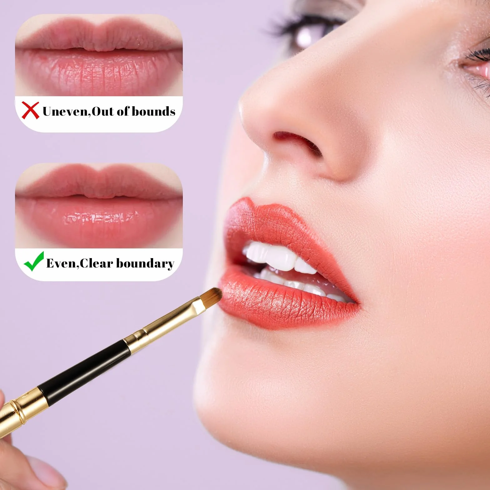 Kit de brochas aplicadoras de labios para delineador, varillas brillantes, herramientas cosméticas profesionales de viaje