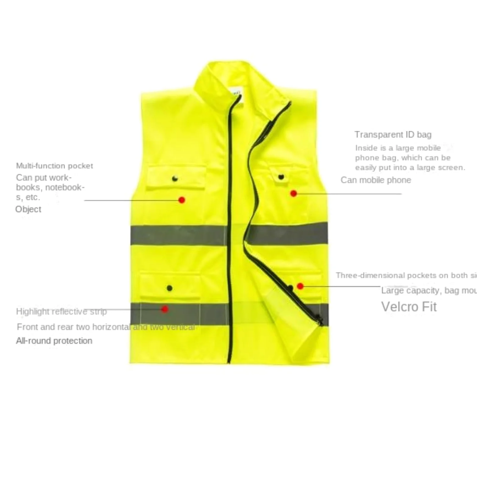 Chaleco Reflectante Multifuncional, Ropa Fluorescente De Seguridad Vial