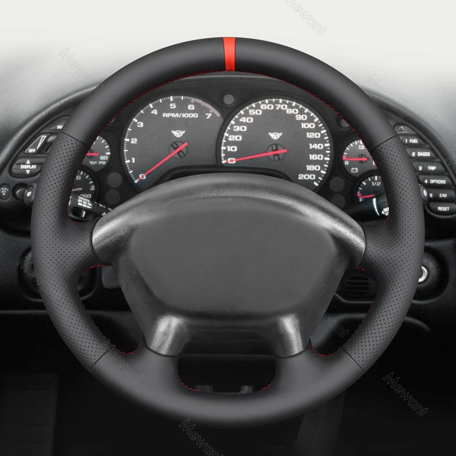 MEWANT Funda de volante de cuero genuino cosida a mano para Chevrolet Corvette (C5) 1997-2004, accesorios para volante