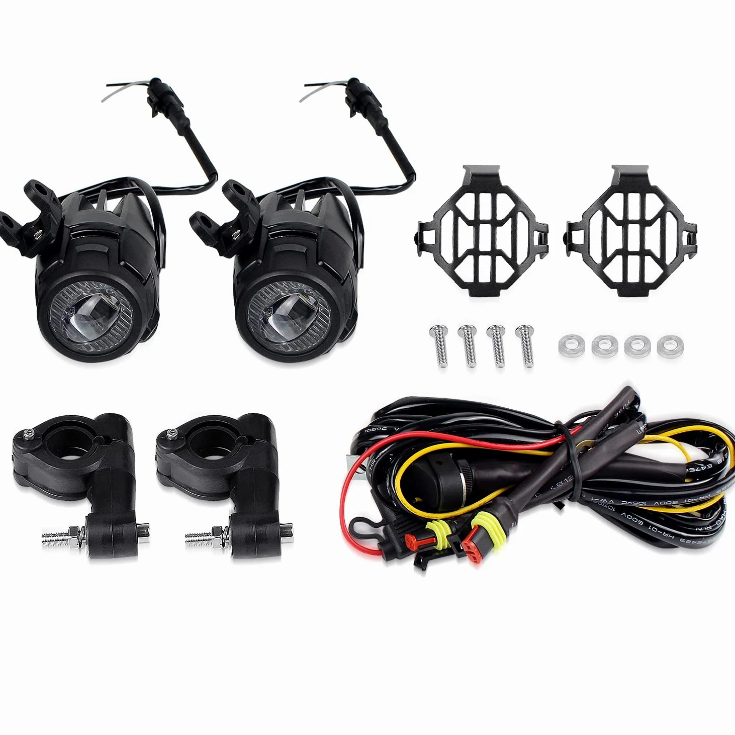 Faros antiniebla LED adicionales + arnés de cables + funda protectora para moto R1200gs,con certificado E-Mark E