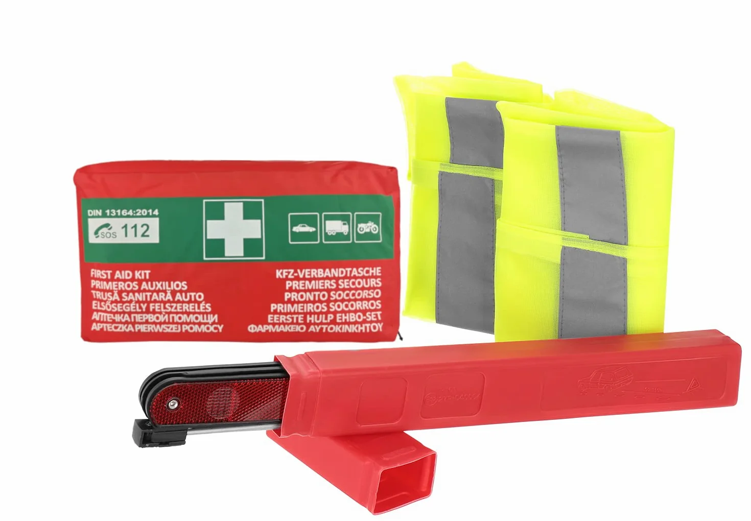 3in1 set de seguridad y primeros auxilios para coche 2022 - set de emergencia con triángulo de advertencia set de primeros auxilios para chaleco de avería - set de averías para coch