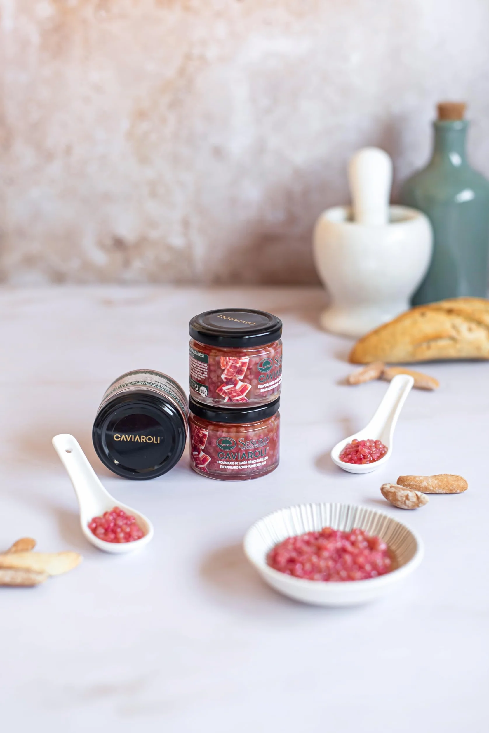 Caviaroli Perlas de Aceite de Oliva Virgen Extra sabor Jamón Ibérico de Bellota Gourmet 50 gramos