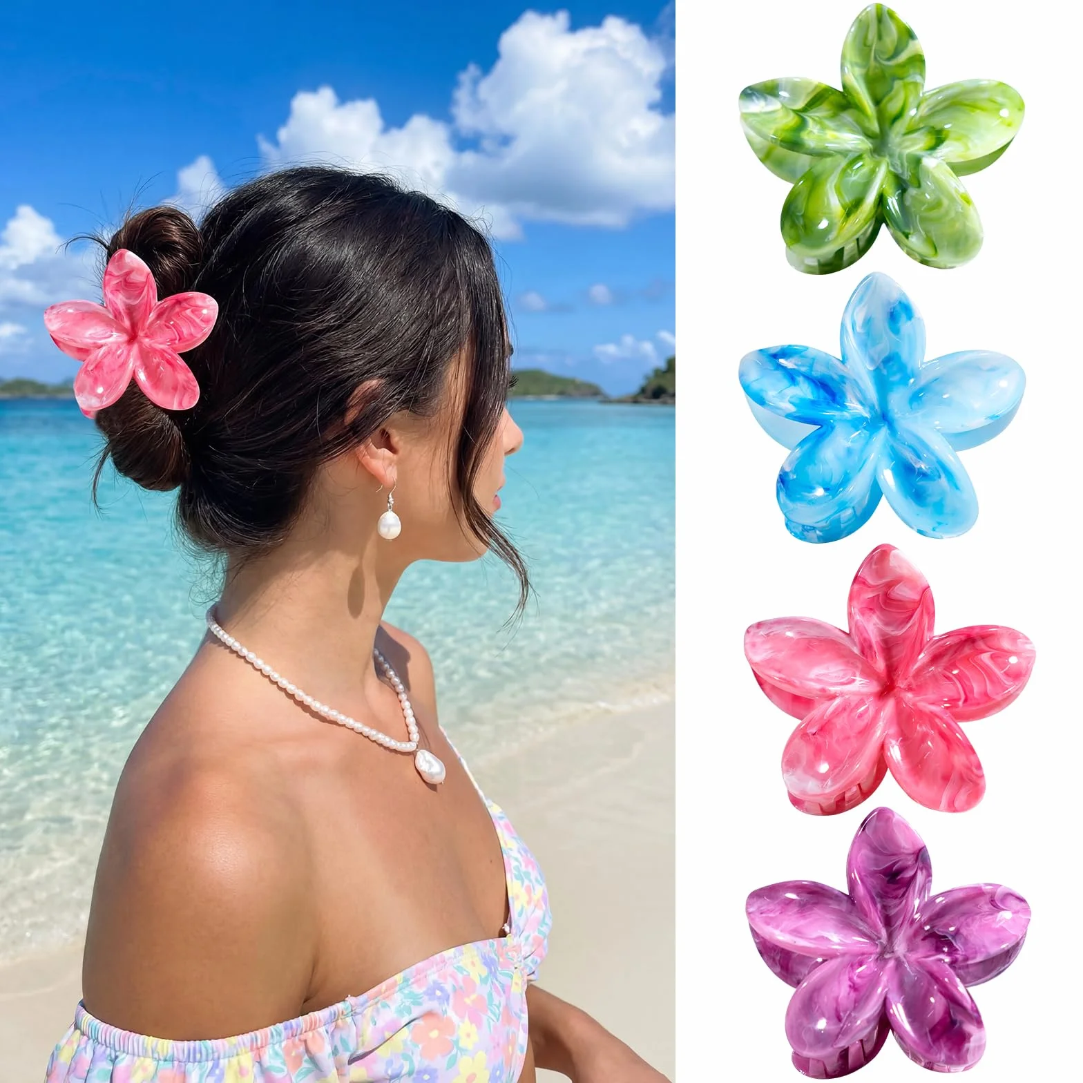 Pinzas Pelo Mujer Flor para Cabello Fino y Grueso, Accesorios Peinar