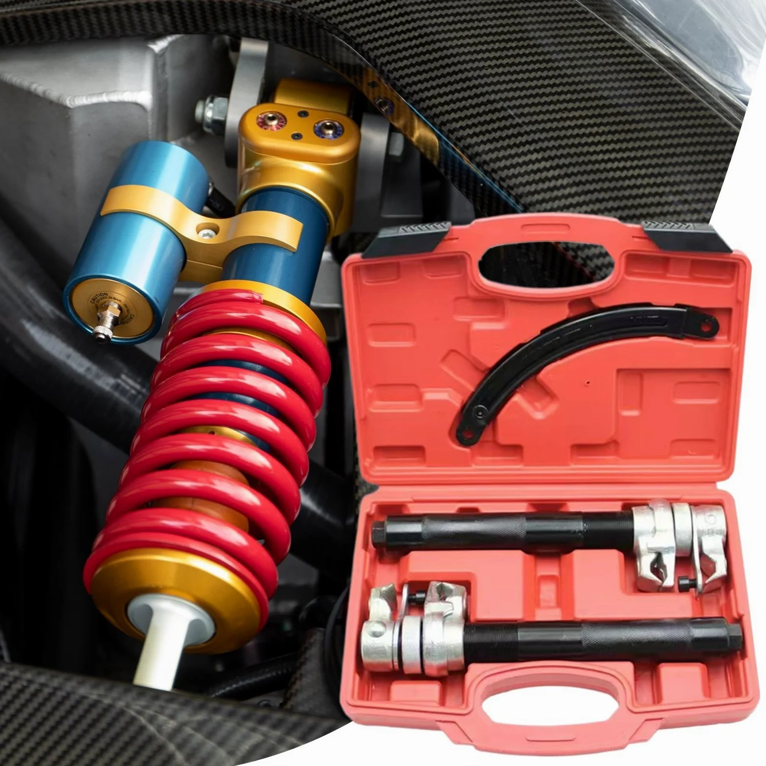 Compresor De Muelles Para Amortiguadores Juego de Compresores de Muelles | Herramientas Con Bloqueo De Seguridad Para Suspensión De Automóvil Moto Y Remolque