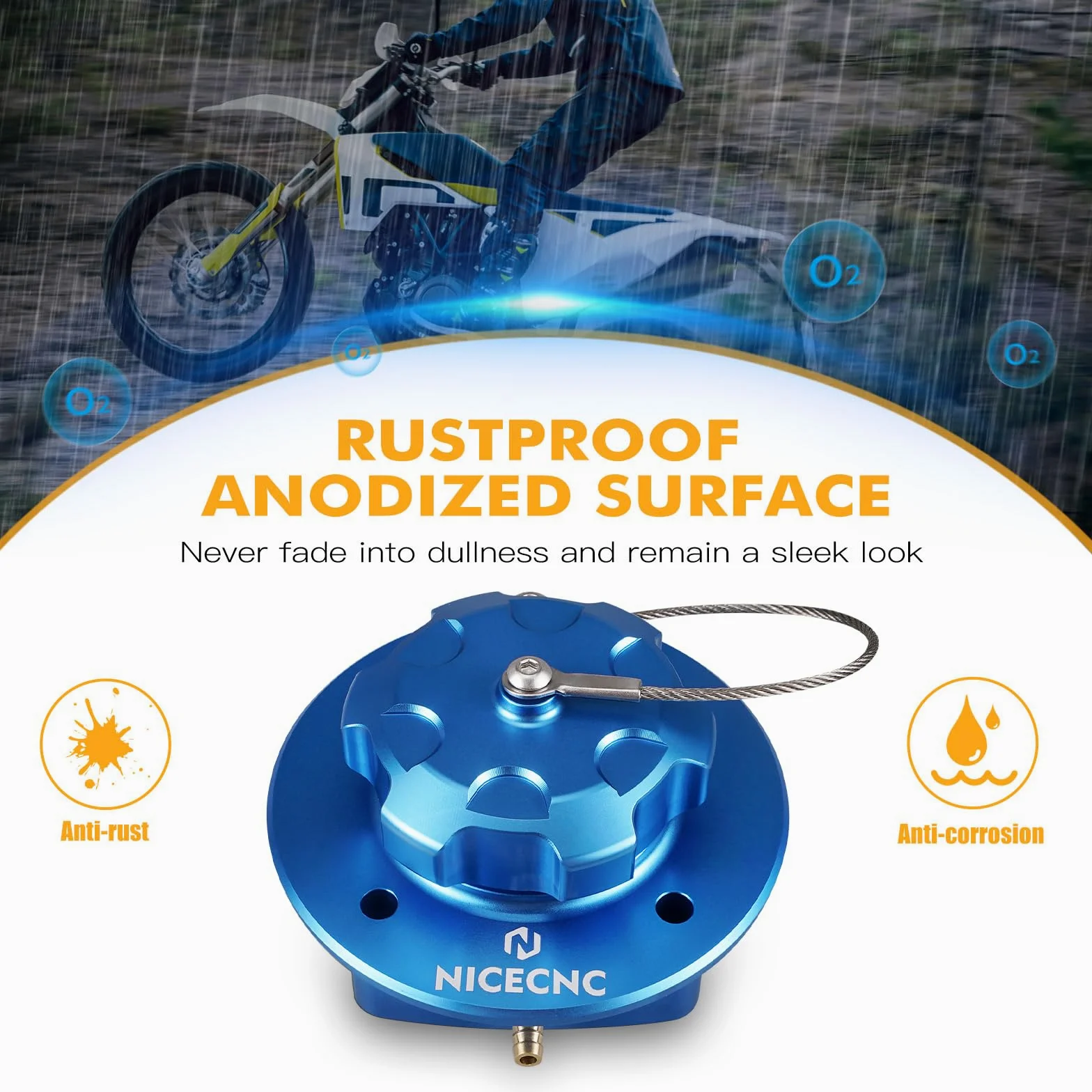 NICECNC Tapa de llenado de Aceite para Tanque de Combustible de Motocicleta, Color Azul, Compatible with GasGas 700 Enduro y Supermoto 2022-2024, llenado de Tanque de Combustible Compatible with