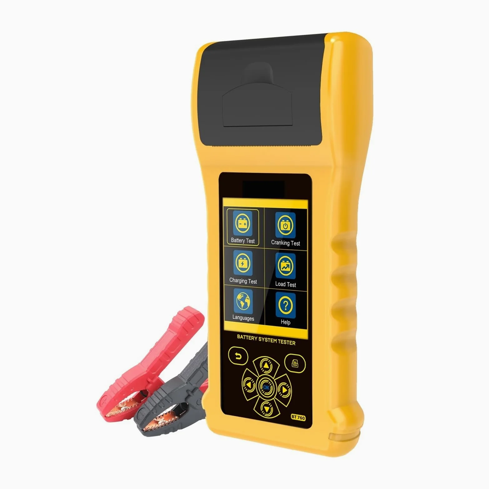 Comprobador de Batería, Probador de batería de coche BT760 con impresora térmica, prueba de carga máxima de carga de arranque de batería multilingüe for vehículo