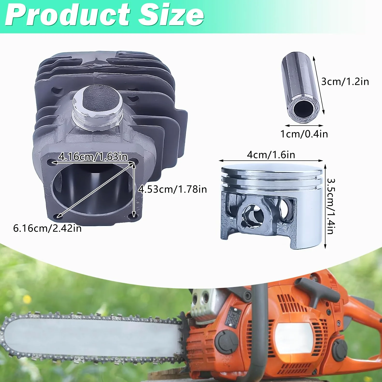 Nikasil de 44,7 mm Big Bore Cilindro Pistón Kit Para Stihl 026 MS260 026PRO Piezas de repuesto con juego de sellos de aceite Aguja Bujía de rodamiento