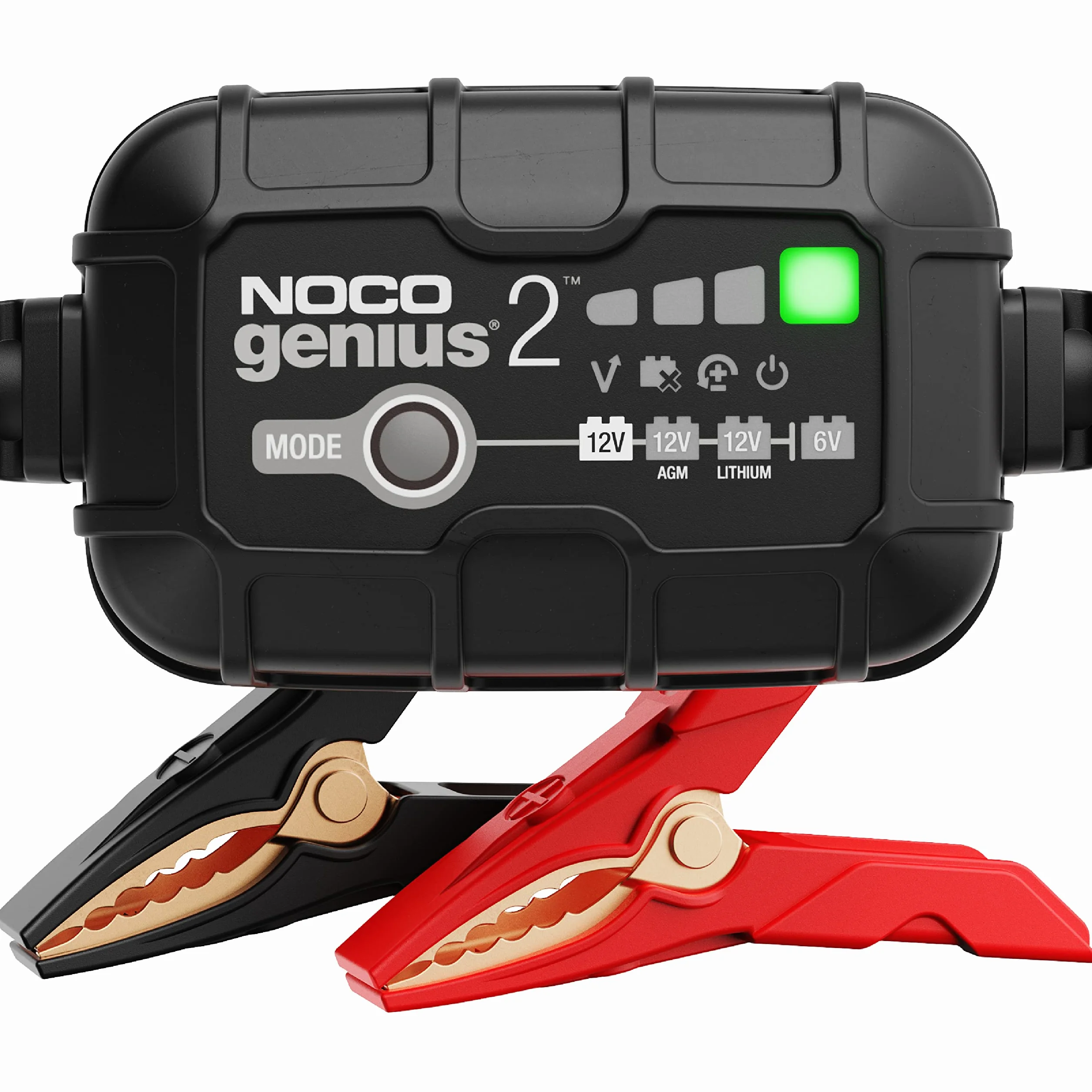 NOCO GENIUS2: Cargador Inteligente de baterías 2A 6V/12V – Mantenedor automático y desulfatador – Protección contra sobrecarga y compensación térmica – para baterías de Plomo y Litio