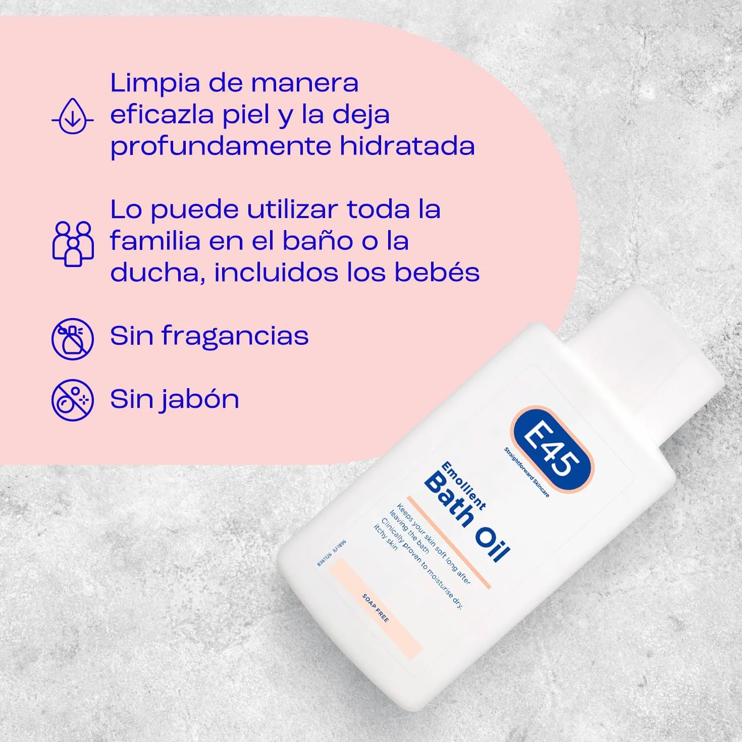 Aceite de Baño Hidratante E45 500ml - Emoliente para Piel Seca