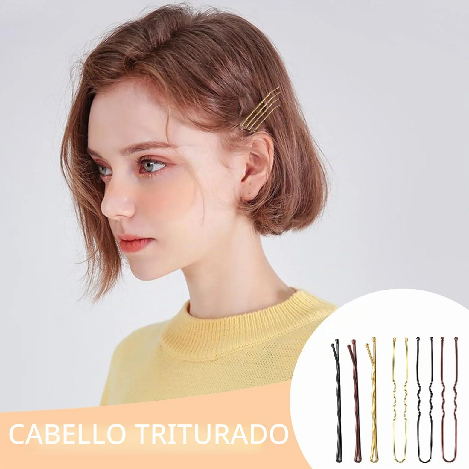 300 Horquillas Pelo Mujer, Pinzas Chignon Invisibles, Pasadores Metálicos, Caja Organizadora (Marrón)
