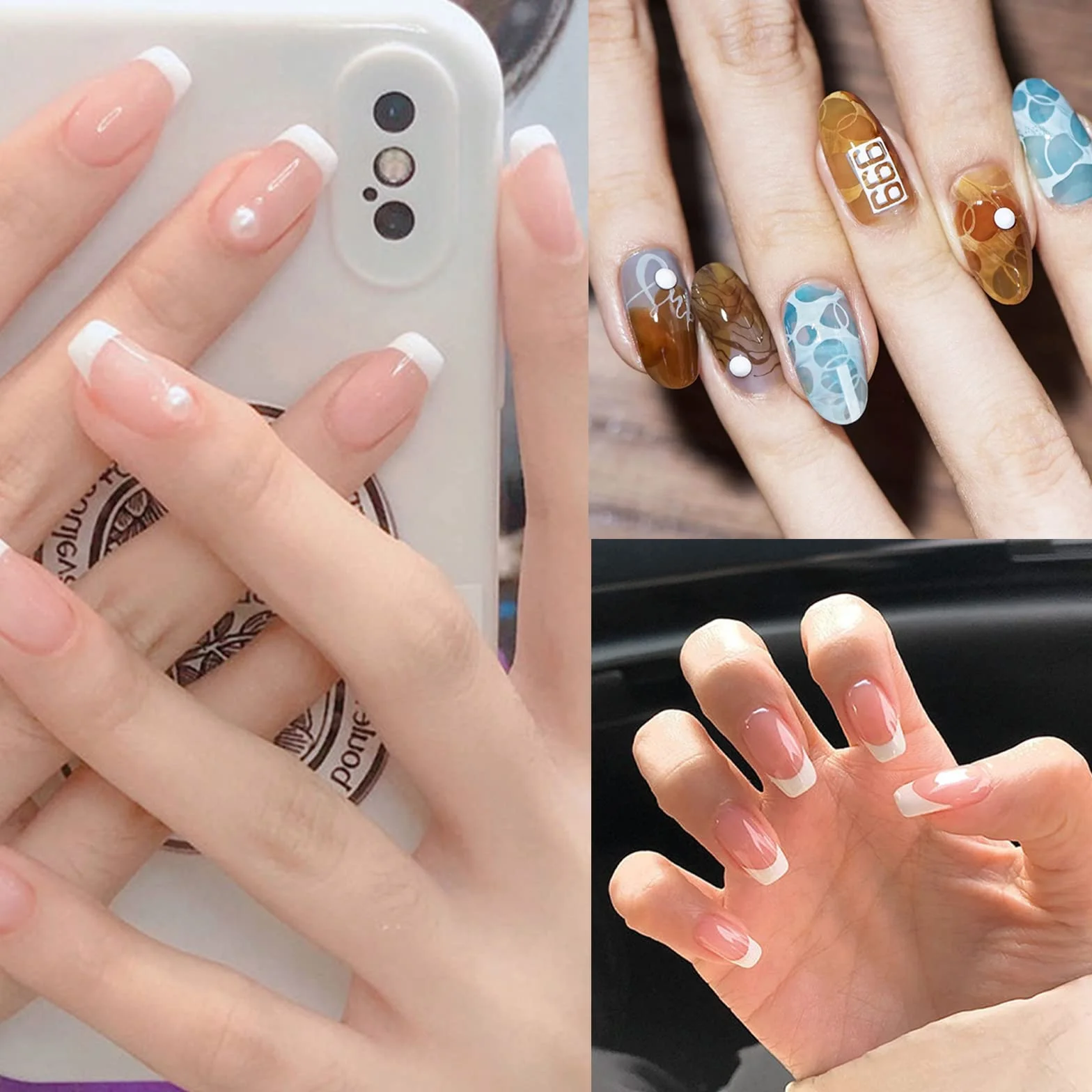 Nail Art Stamper with Scraper, Silicone Heads Nail Stamping Tool for French Smile Line Manicure