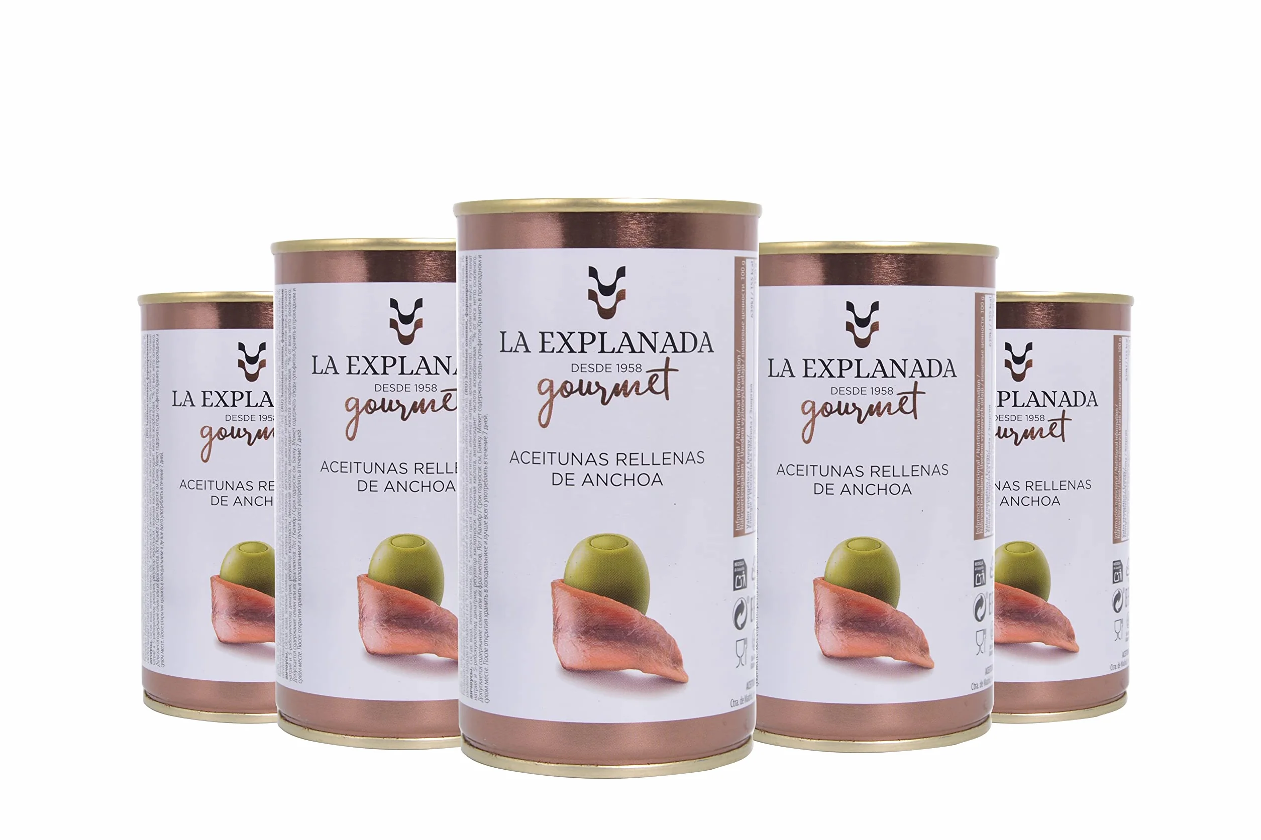 Aceitunas rellenas de anchoa La Explanada Gourmet 350 g pack 15 unidades