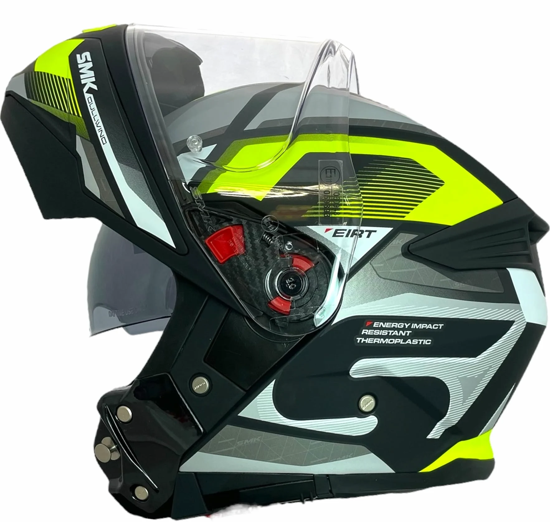 SMK Helmets Casco Modular GULLWING Venture Decorado Mate Blanco Y Amarillo 22.06 con Doble Visor P/J (L 59/60)