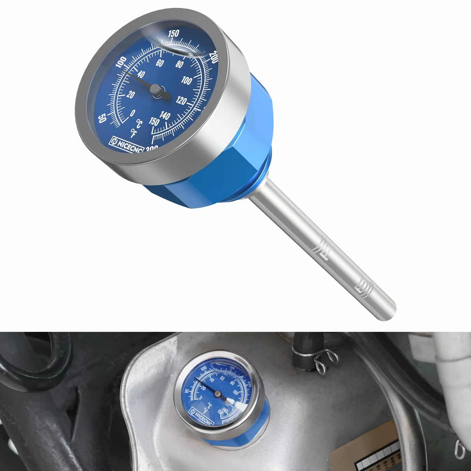 NICECNC Varilla de Aceite con Indicador de Temperatura Compatible with Yamaha Raptor 700 2006 2007 2008 2009 2010 2011 2012 2013 2014-2024, 700R 2006-2020 2021 2022 2023 2024, 700R SE 2010-2024 Azul