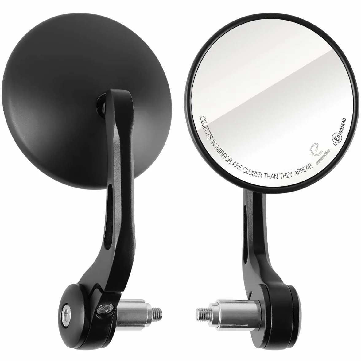 Evermotor Espejos Moto Homologados E9, Aluminio Espejos Retrovisores 360°, Compatible con Quad Scooter ATV Moped