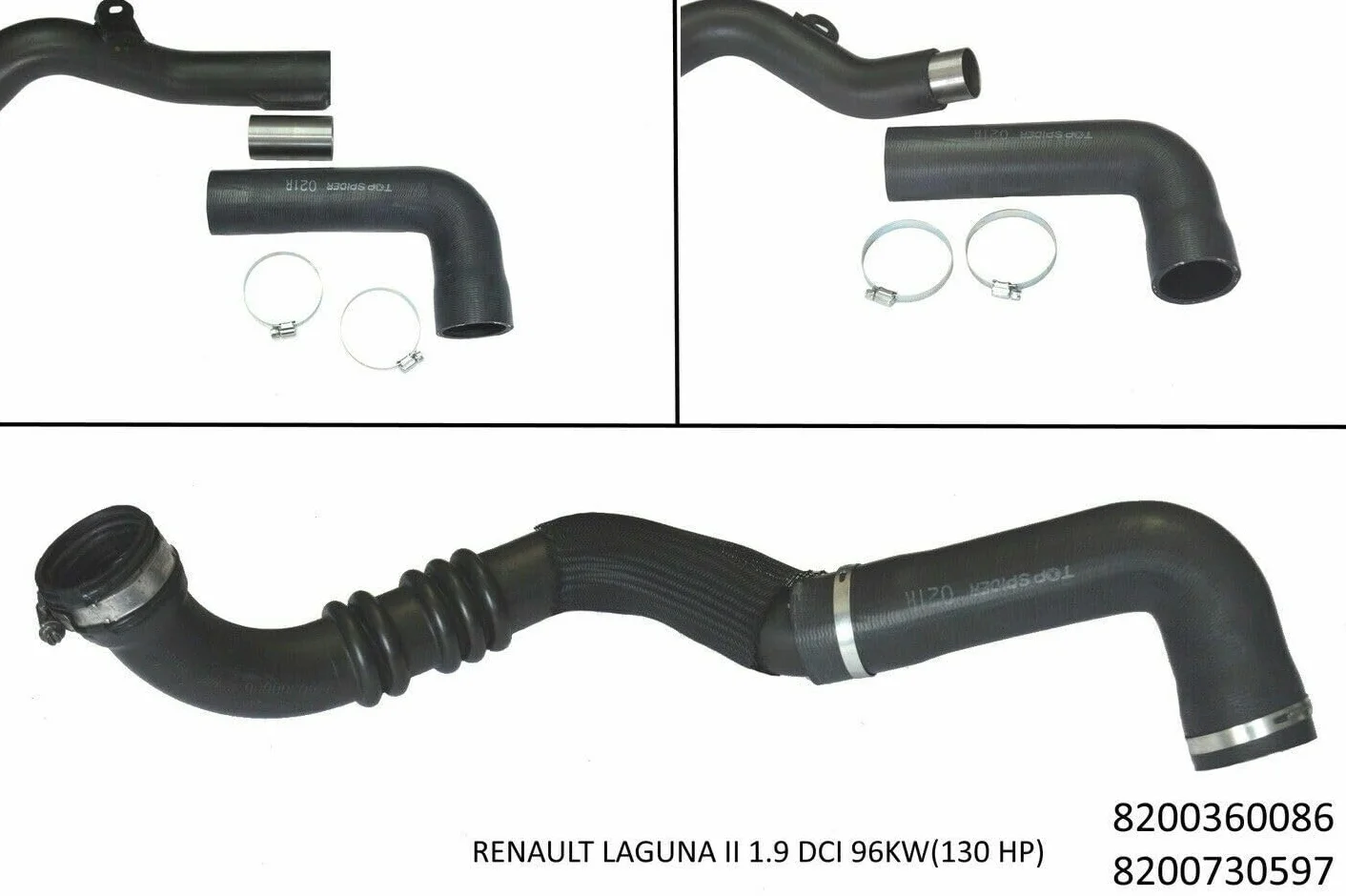 LLS-GERMANY Kit de reparación de manguera turbo compatible con Ren ault Laguna II, 1.9 dCi, 8200360086, 8200730597