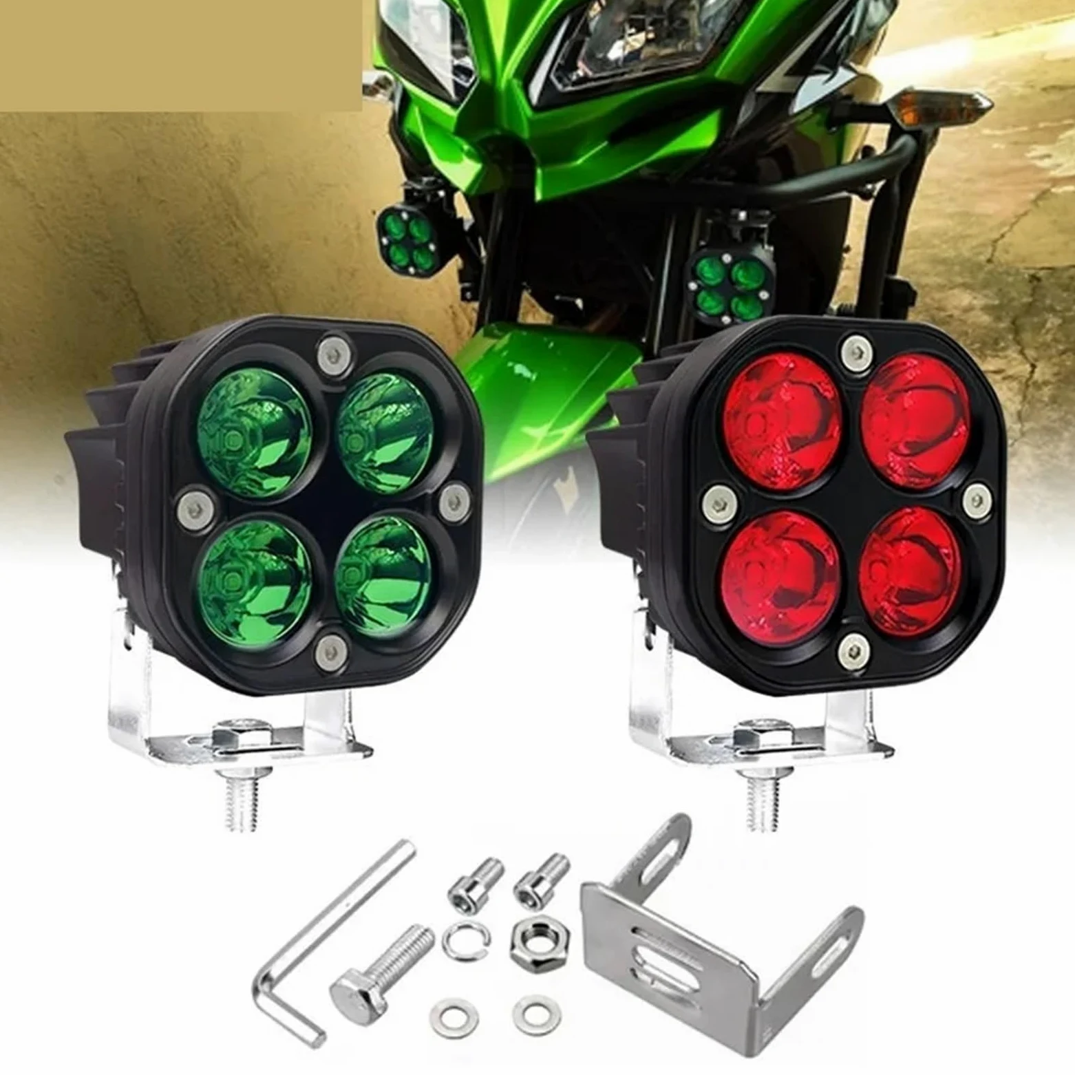 Bombilla LED Para Luz LED 4x4 Offroad De 3 Pulgadas Kit Luces LED Repuesto | Coche Camión 12V 24V Rojo Verde Cuadrado 40W Focos Conducción Faros Antiniebla