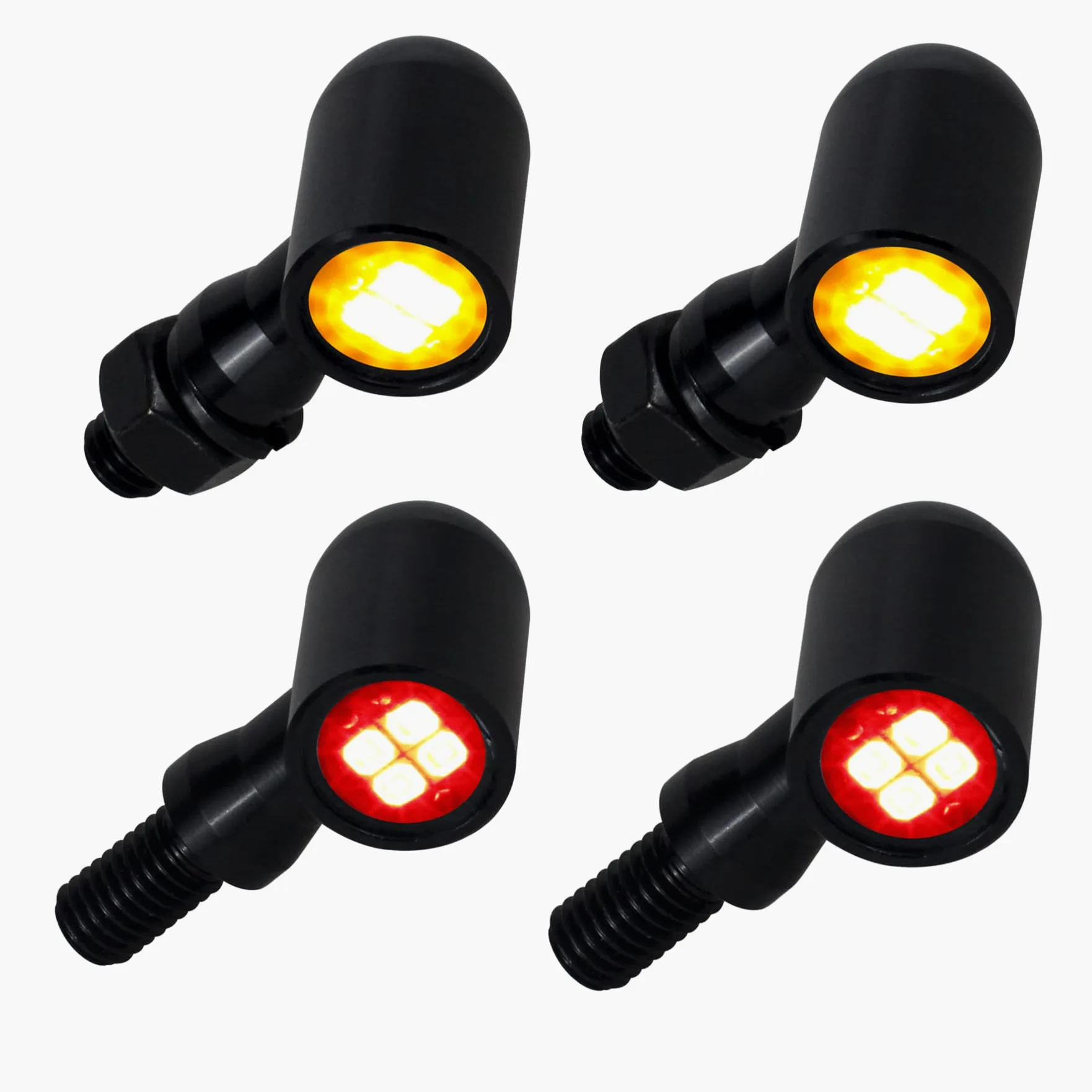 Señales de giro delanteras traseras para motocicleta, luces traseras de freno LED de tamaño mini, universales compatibles con Harley Honda, Suzuki, Triumph Yamaha