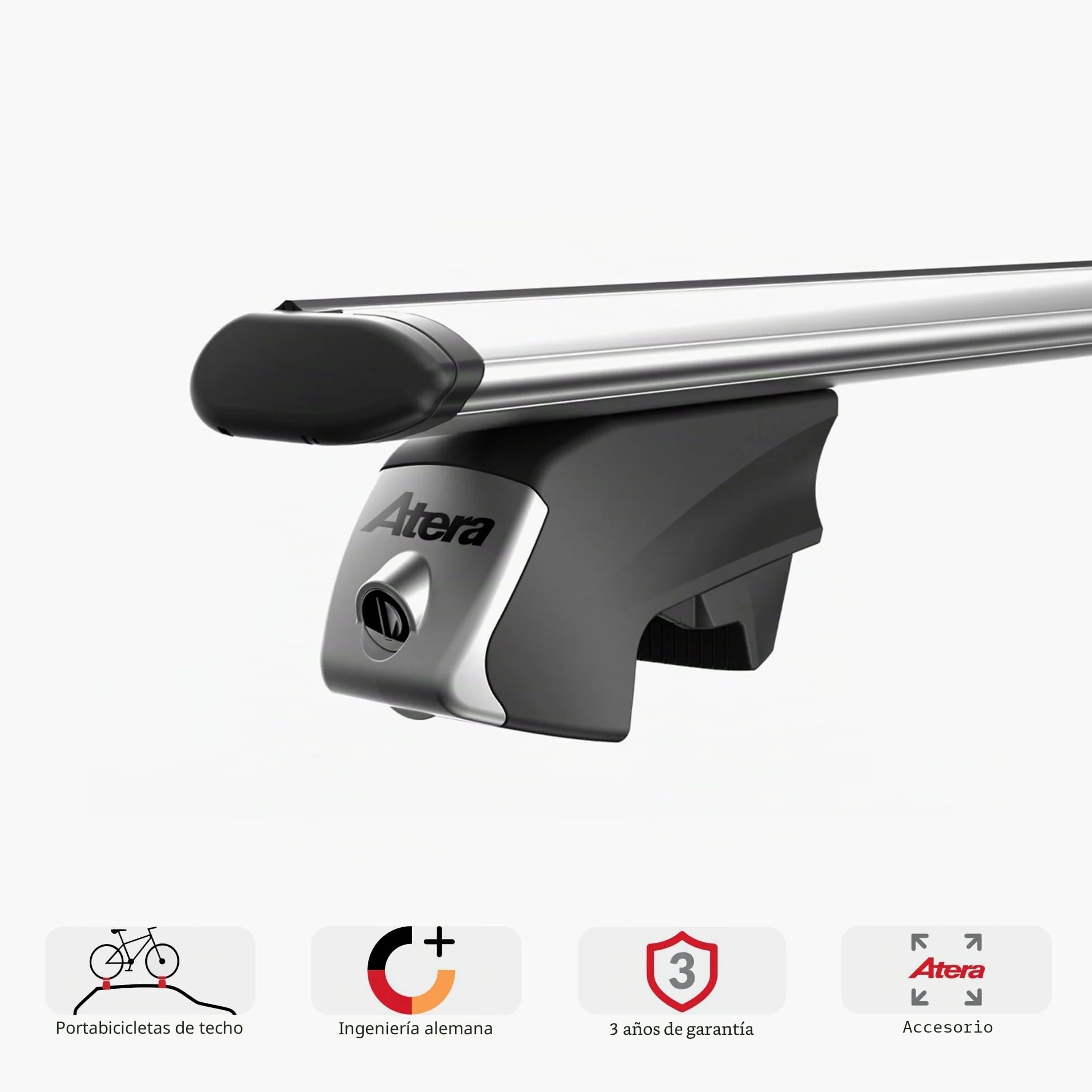 ATERA 048522 Bacas de raíl/bacas de barra Barras de techo | para coches con barras longitudinales integradas, Cód. art. 048522