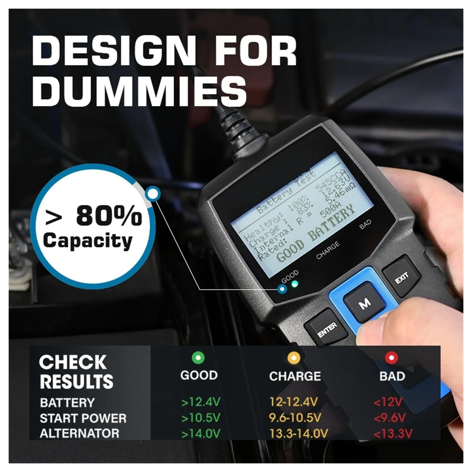 Comprobador de baterias, Probador de batería de coche BT100, probador de batería de diagnóstico automotriz Digital, herramienta de escáner de carga de arranque de vehículo
