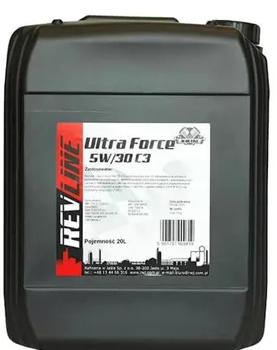 REVLINE Aceite de motor 5W-30 Ultra Force ACEA C3 API SN API CF C3 20L Compatible con VW Polo V Hatchback 6R1, 6C1 Golf 7 Hatchback 5G1, BQ1, BE1, BE2 Passat B8 Variant 3G5, CB5, OPEL, SKODA