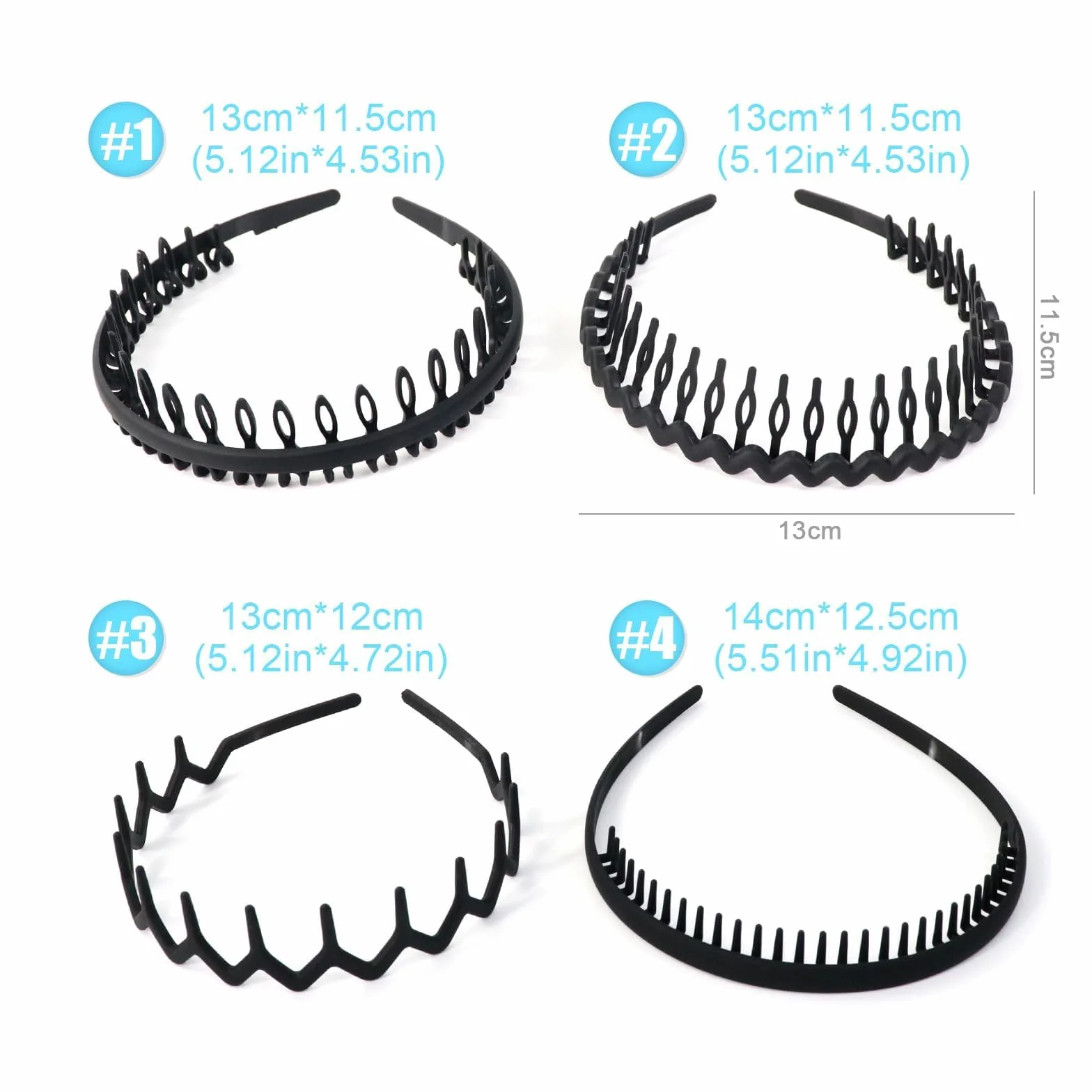 Diadema pelo Rizado 4 Piezas, Diademas de Plástico Antideslizantes para Hombre Mujer