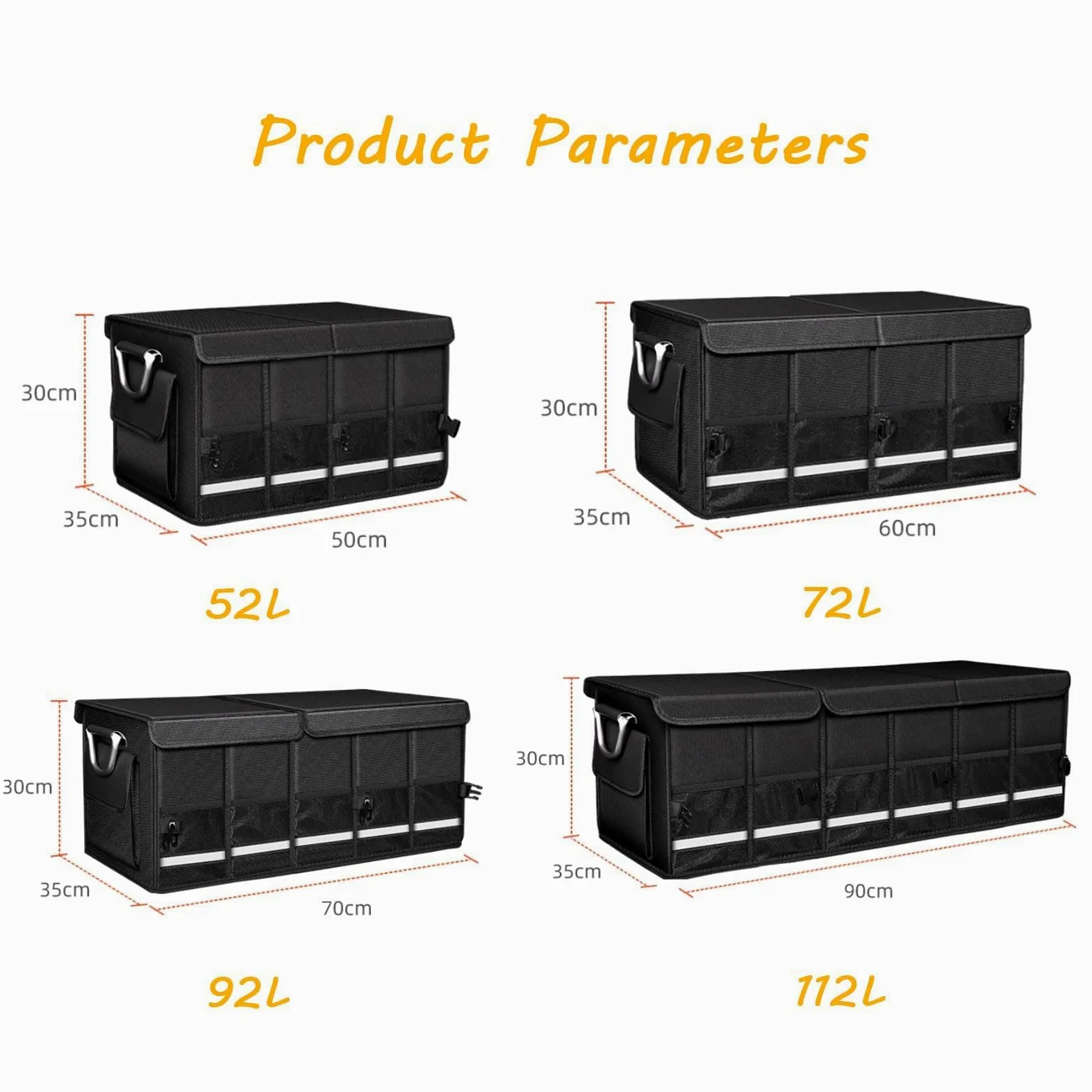 Organizador de Coche para Suzuki Grand Vitara(4door) 2005-2015, Caja Plegable Maletero de Coche Impermeable Plegable con Tapa Plegable Aluminio,72L