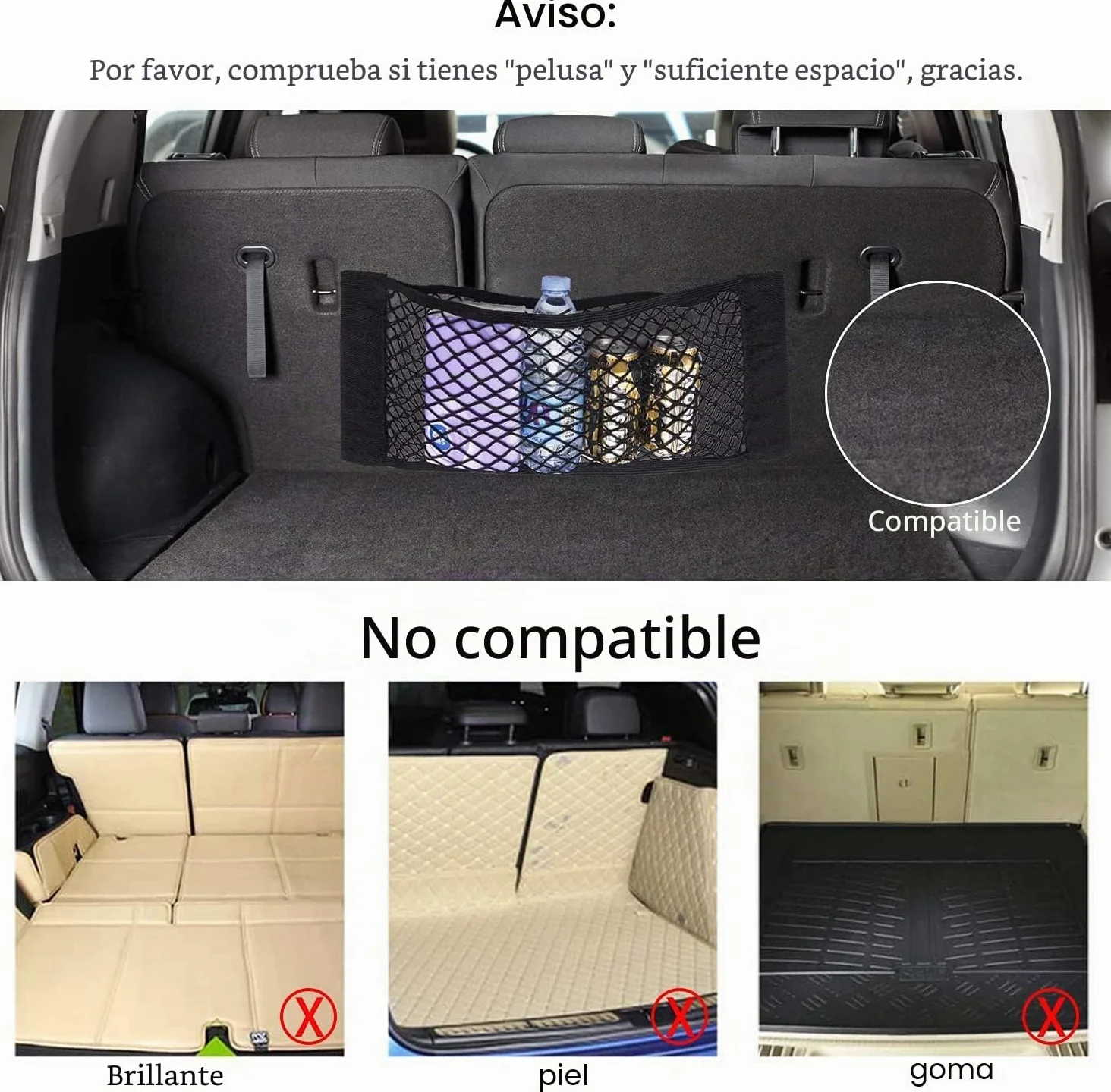 EINESIN Red de Almacenamiento, Nailon, Bolsa de Organizador Tronco de Coche con Redes de Bolsillos Elástica, Botellas, comestibles, Negro, para Carro de automóviles
