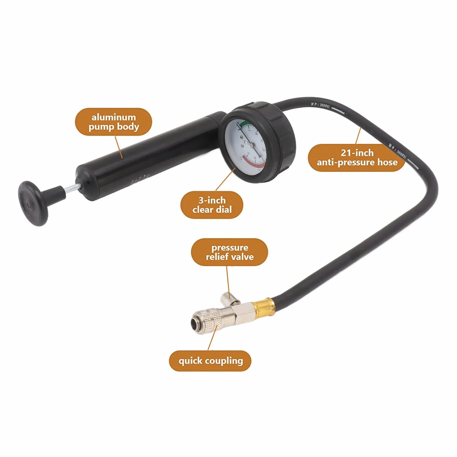 Kit de comprobador de presión del radiador, comprobador de presión del Sistema de refrigeración a Prueba de Golpes con Estuche de Almacenamiento para Ford