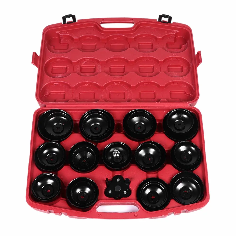Fyearfly Juego de 30 llaves de filtro de aceite, kit de enchufe universal para una fácil extracción de filtro, herramientas duraderas de reparación de automóviles, juego completo de llaves para un