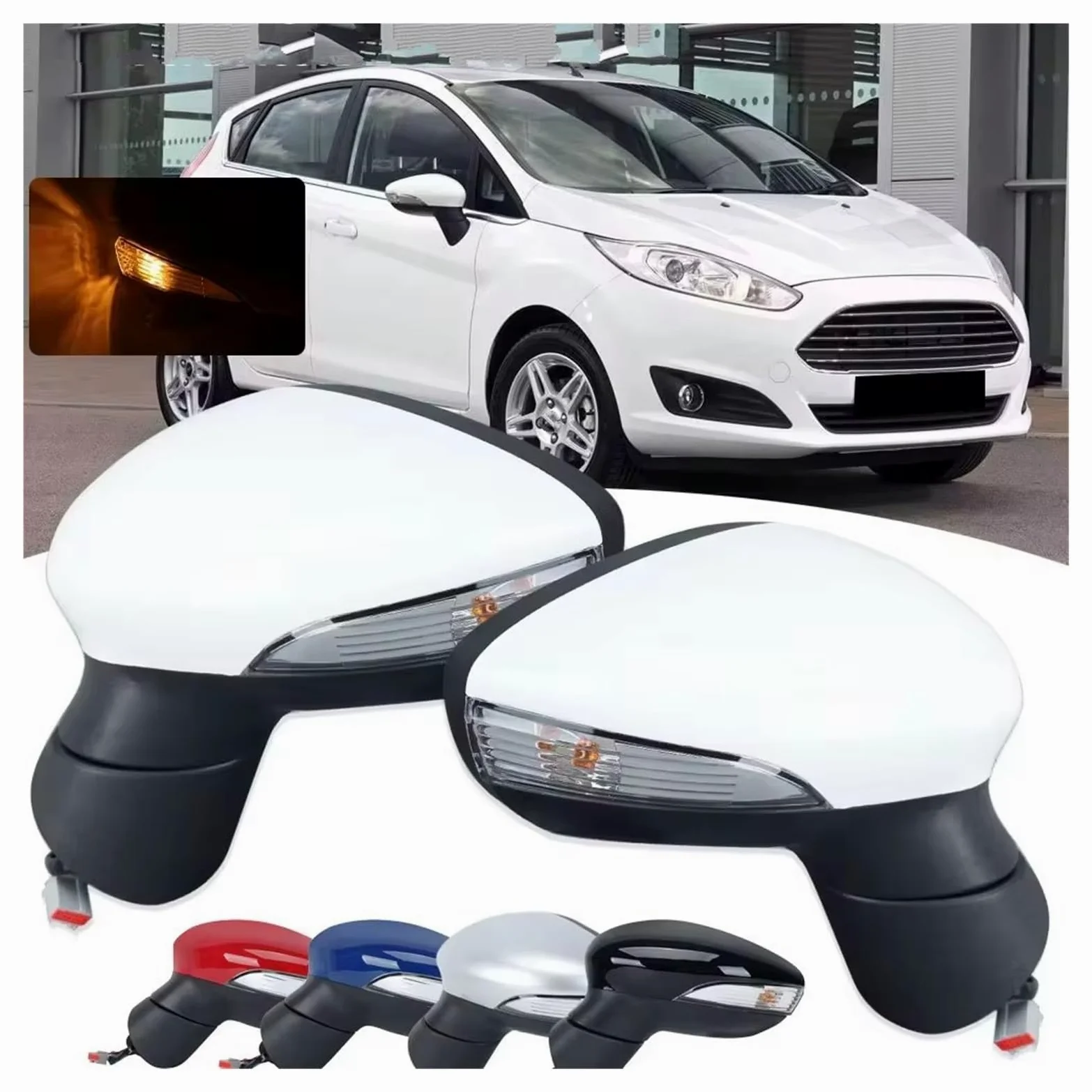 Espejo Retrovisor Eléctrico Calefactable Y Plegable, Luz Intermitente De 6/8 Pines, Accesorio Para Ford Para Fiesta MK7 2013-2017 Retrovisor(6pins left)