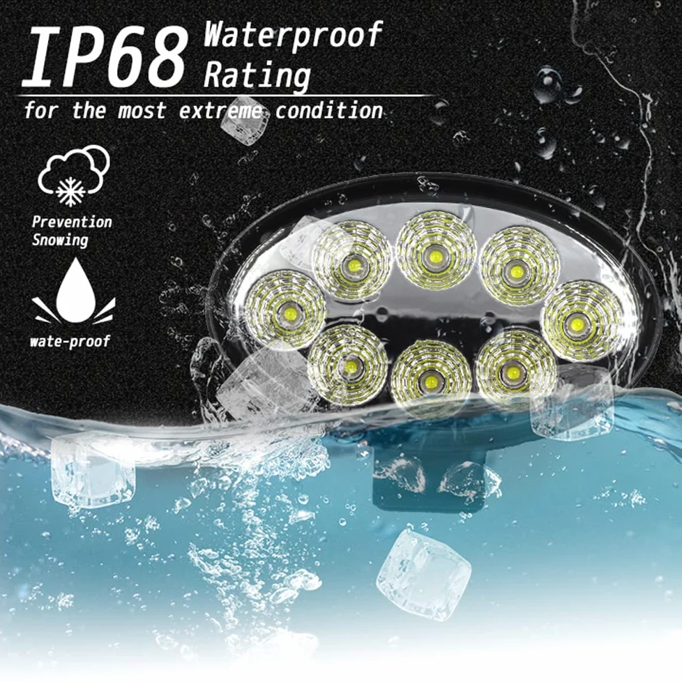 6 faros LED de 24 W para motocicleta, 12 V, LED, color blanco, ovalados, para excavadora de bicicleta