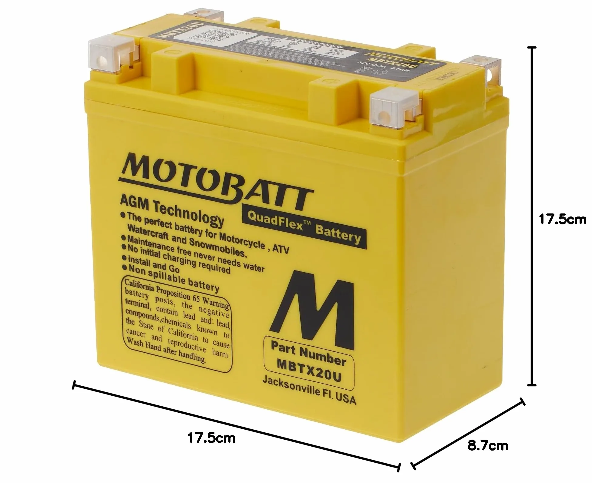 Bateria Motobatt Mbtx20u 12v 21ah Cca320ah Ce U