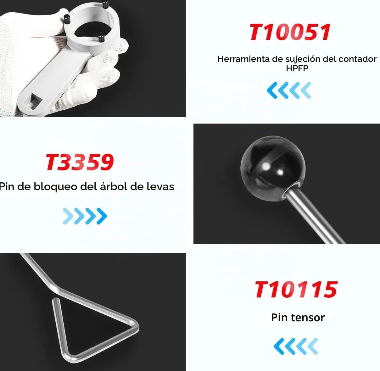 3830 Juego de herramientas para correa de distribución para VW/Audi TDI EA288 (CVCA/CRUA) - Incluye T10490, T10492, T10172, T10051, T3359