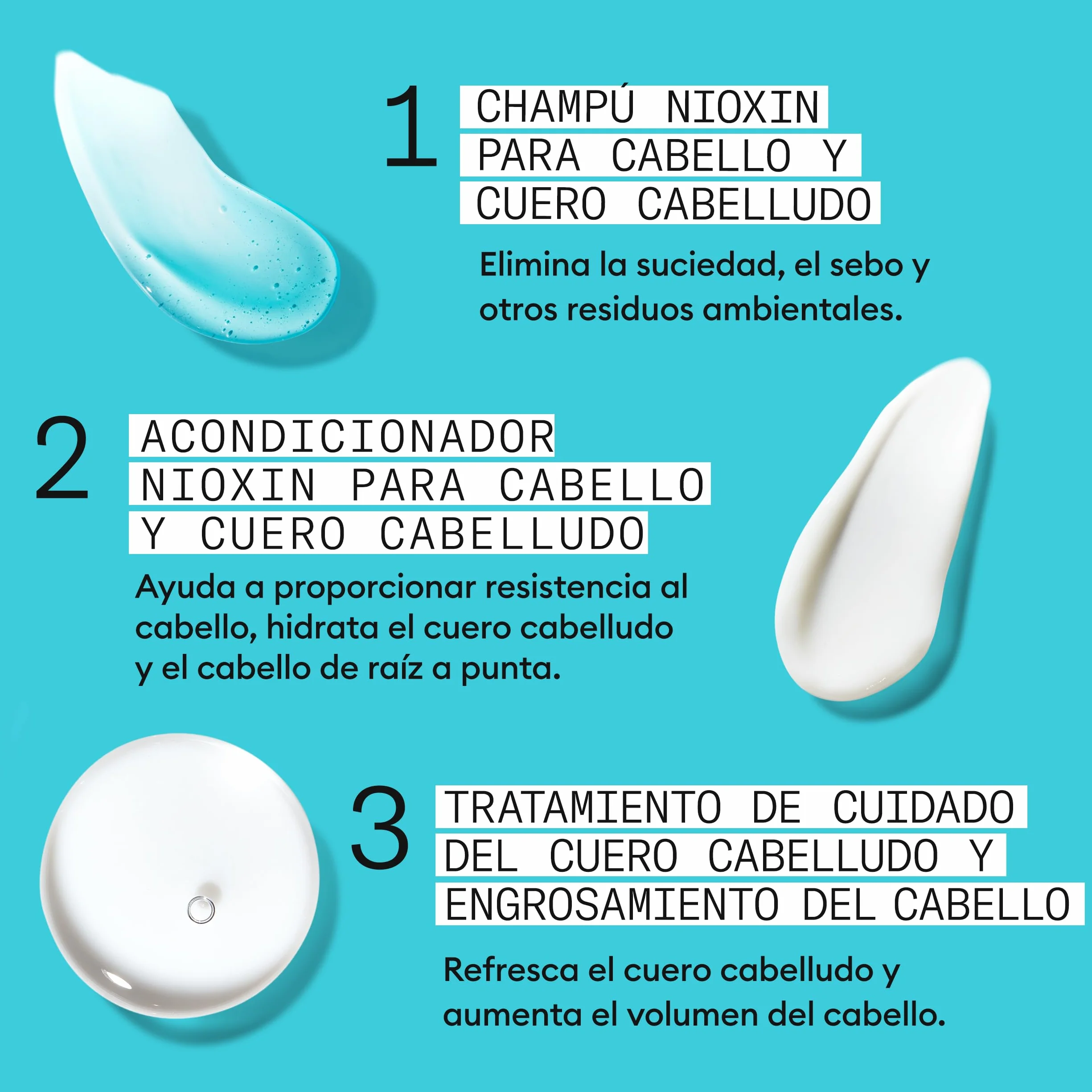 Nioxin Sistema 3 Champú Acondicionador Tratamiento Cabello Teñido Dañado Debilitamiento Leve