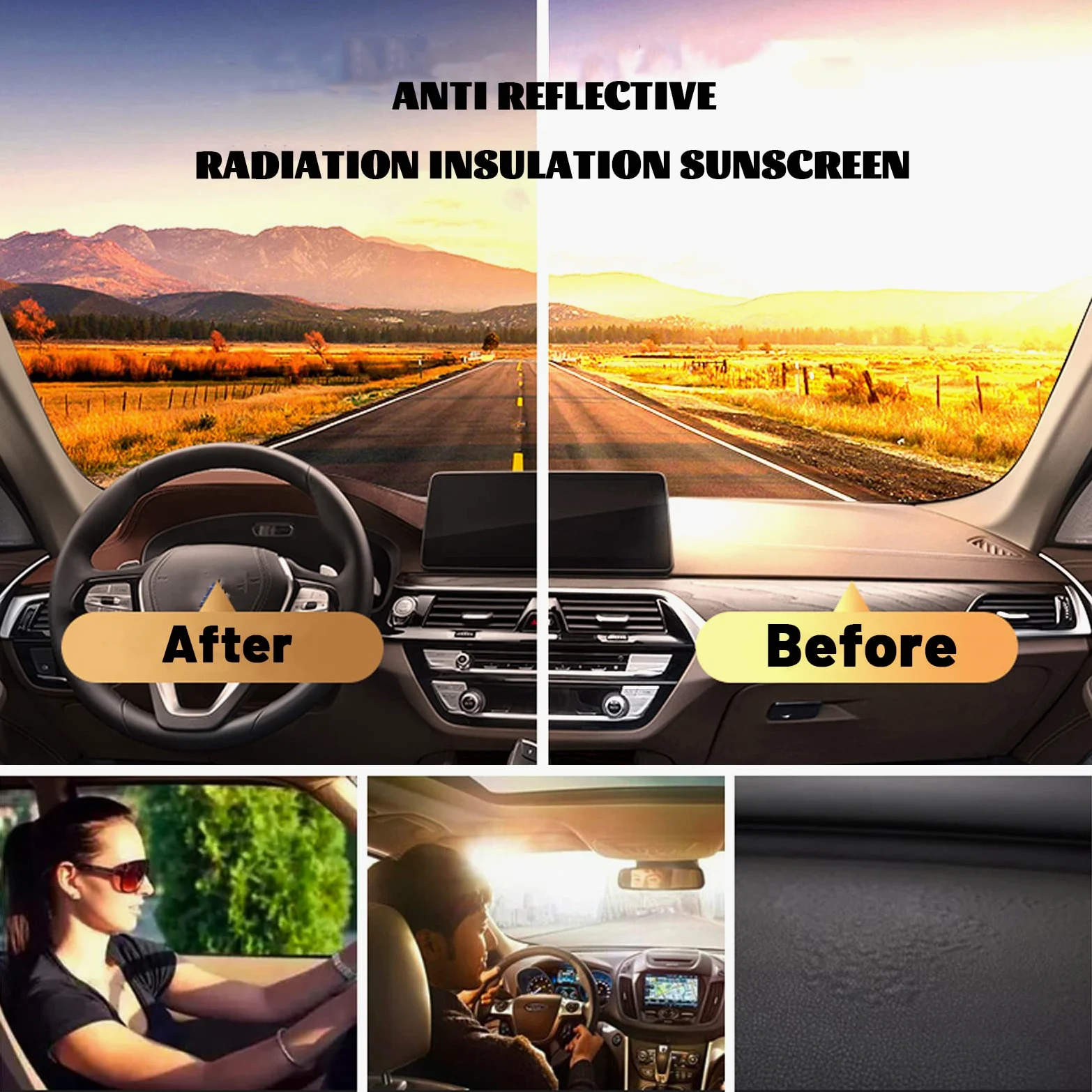 Alfombrilla Antideslizante para salpicadero Compatible con Mazda 3 2010 2011 2012 2013 Protector Solar (Borde Negro)