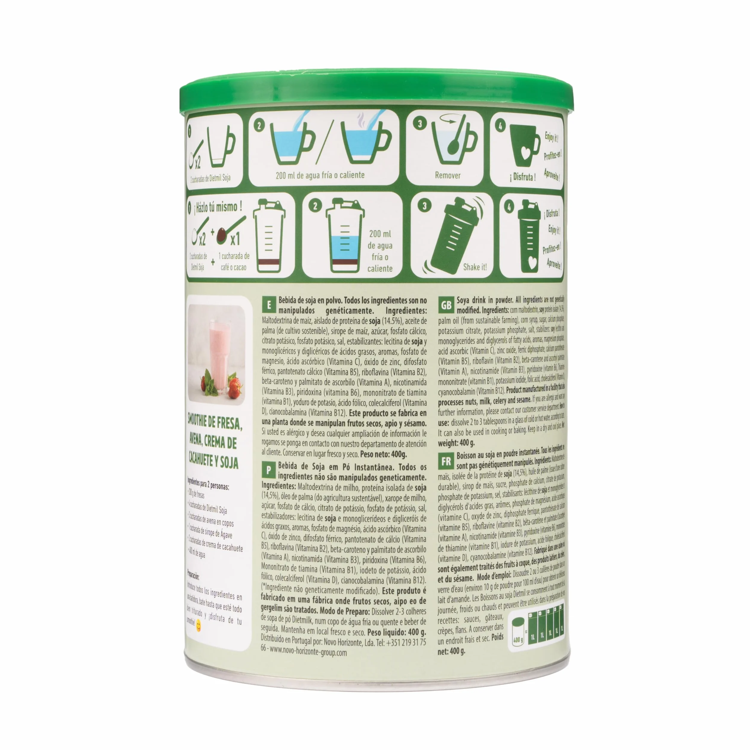 Naturgreen Dietmil Soja Calcium Instant Bio Bebida De Soja En Polvo 400 g