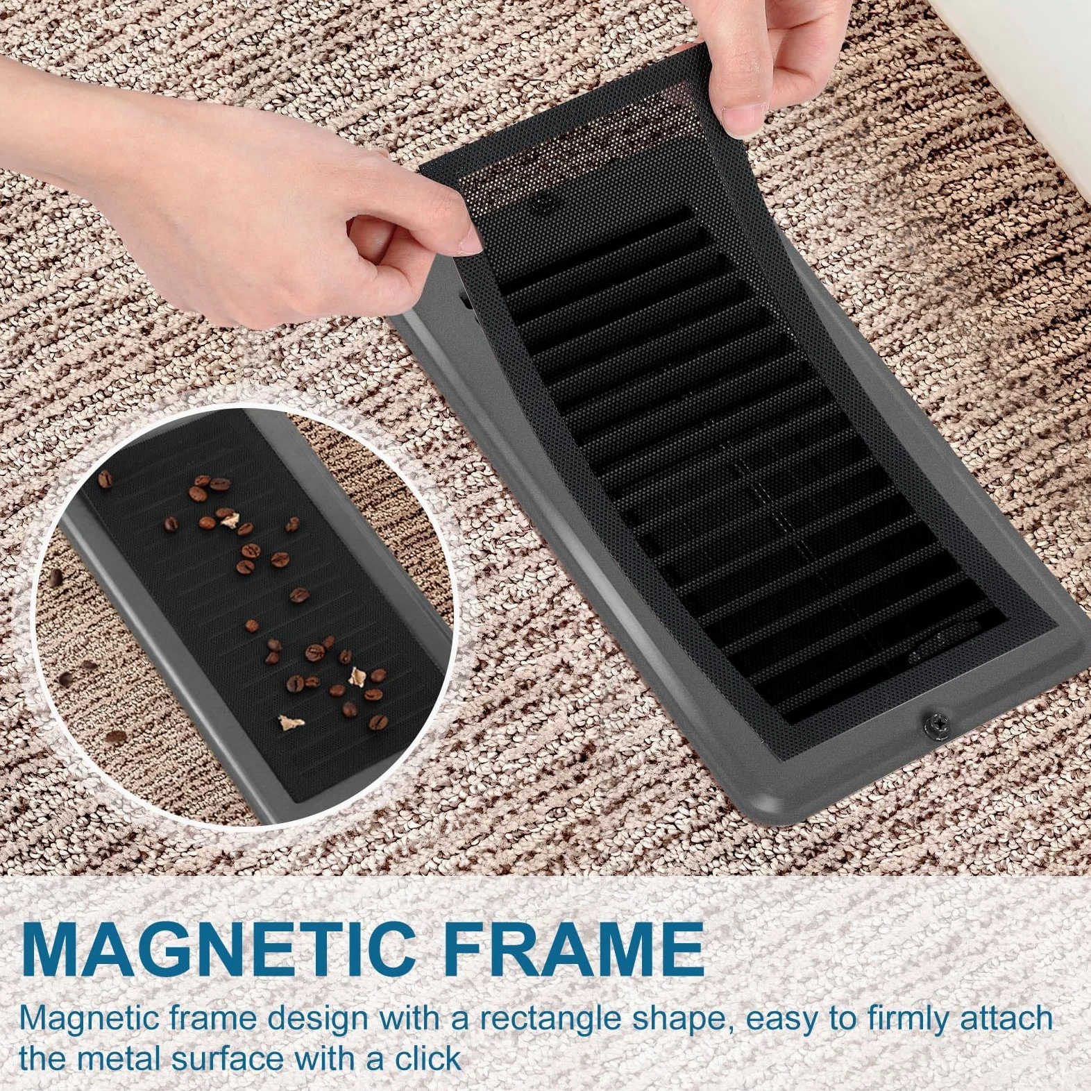 VIHOSE 20 rejillas de ventilación de suelo RV de 4 x 8 pulgadas con cubierta magnética para pantalla, juego de 10 cubiertas de ventilación de acero resistente con amortiguador y registro, 10 filtros
