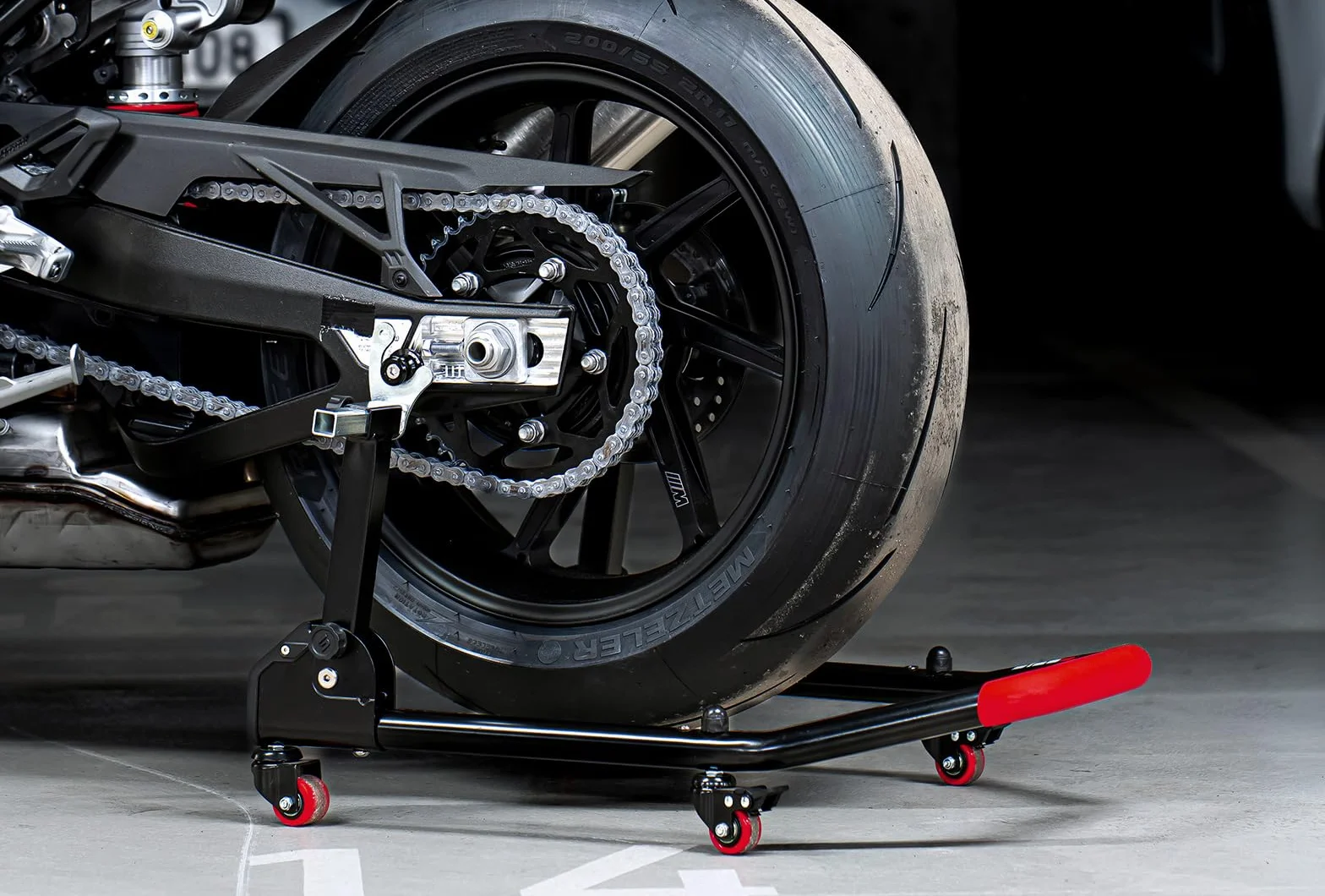 SEFIS M20U - Juego de soporte para motocicleta + bujes prisma M8 para rueda trasera, elevador de moto, soporte de servicio trasero plegable (para BMW S1000RR / R/XR M1000RR / R/XR)