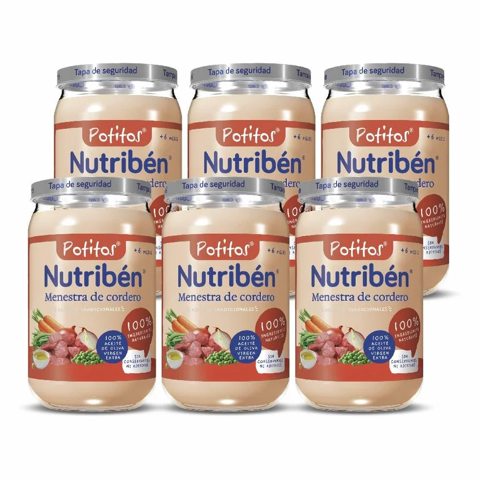 Nutribén Potitos De Menestra De Cordero Pack 6 x 235g Desde los 6 Meses