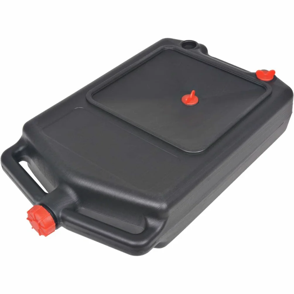 Depósito de aceite portátil de plástico de 10 litros con 3 tapas de cierre y asas, resistente a disolventes, ideal para taller, garaje, coche, motocicleta, bricolaje, mecánica, mantenimiento