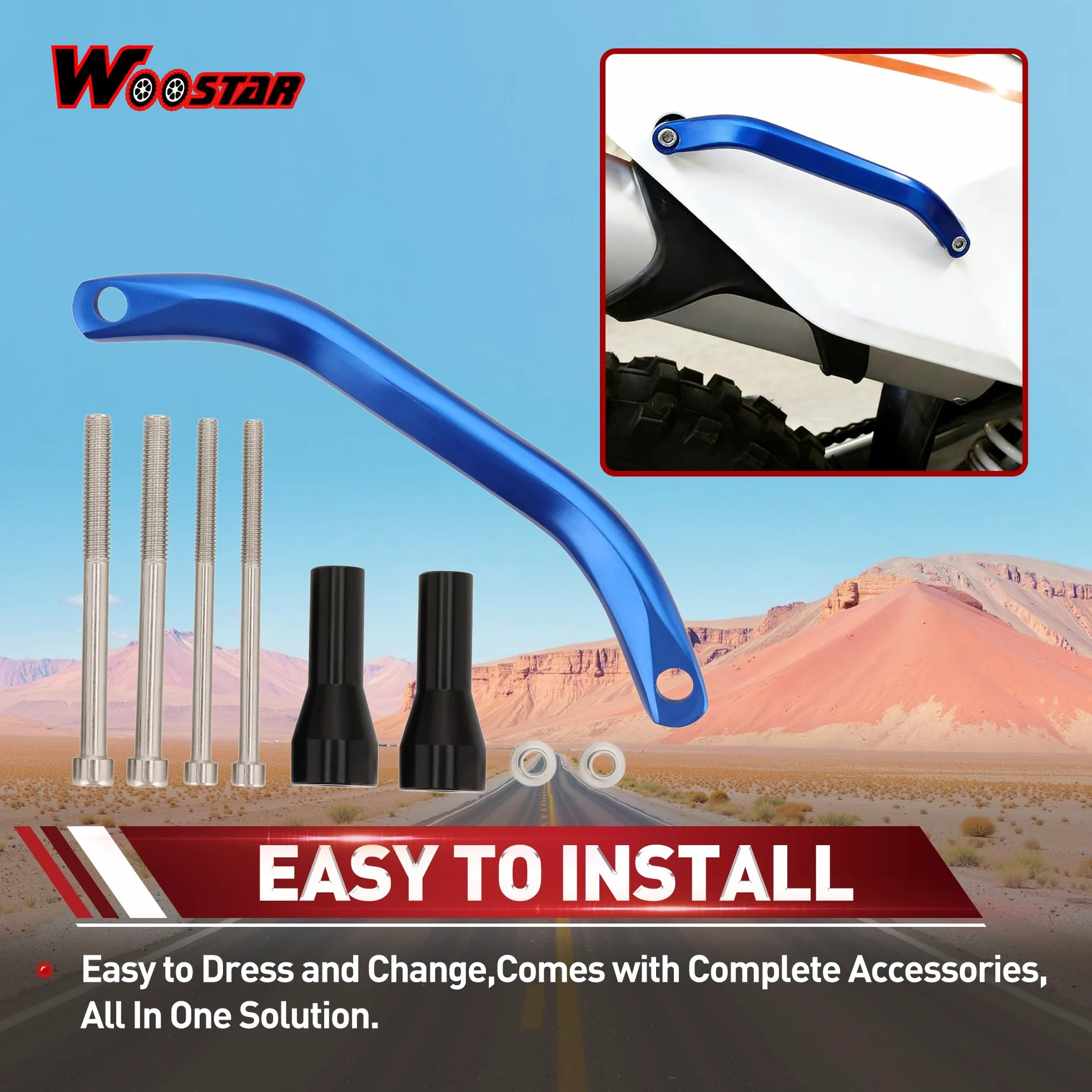 WOOSTAR Motocicleta Barra de Apoyo del Asiento Trasero Reemplazo para 2016-2018 SX SXF XC XCF 125-450 2017-2019 XCW EXC EXCF 125-500 Azul